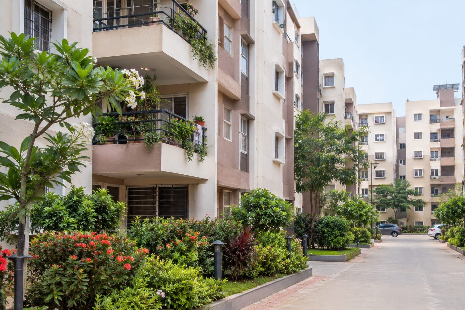 Modern multi-story residential apartment complex